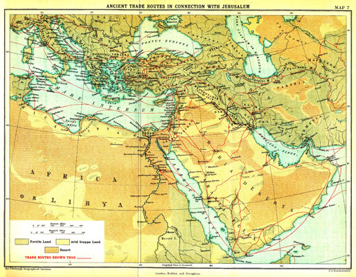 MAP VII. Ancient Trade Routes in connect on with Jerusalem – facing p.1